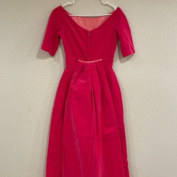 Vintage | Dresses | Vintage 5s Hot Pink Velvet Gown With Attached Tail |  Poshmark